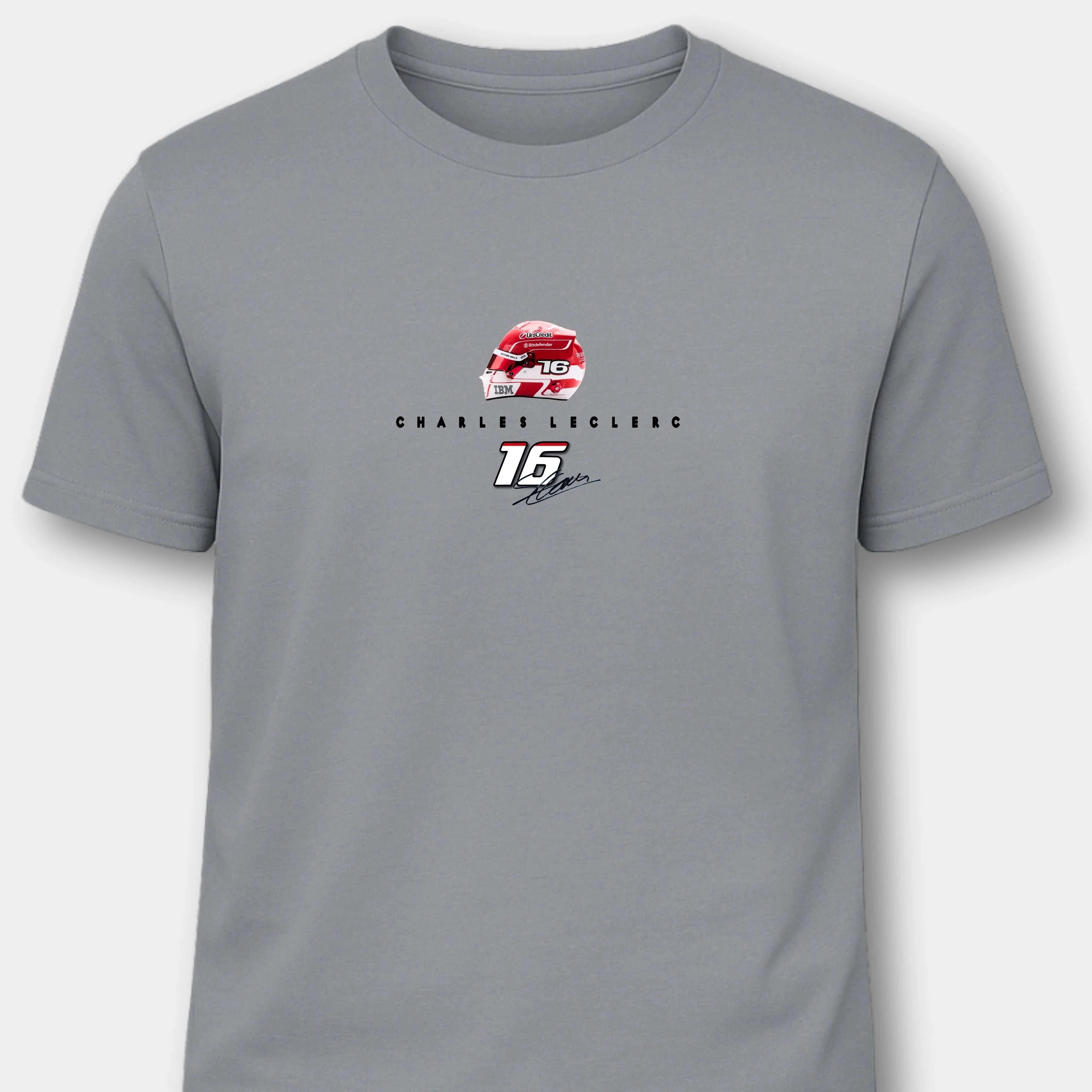 Charles Leclerc Ferrari - Herren Shirt T-Shirts Novawear Pacific Grey S