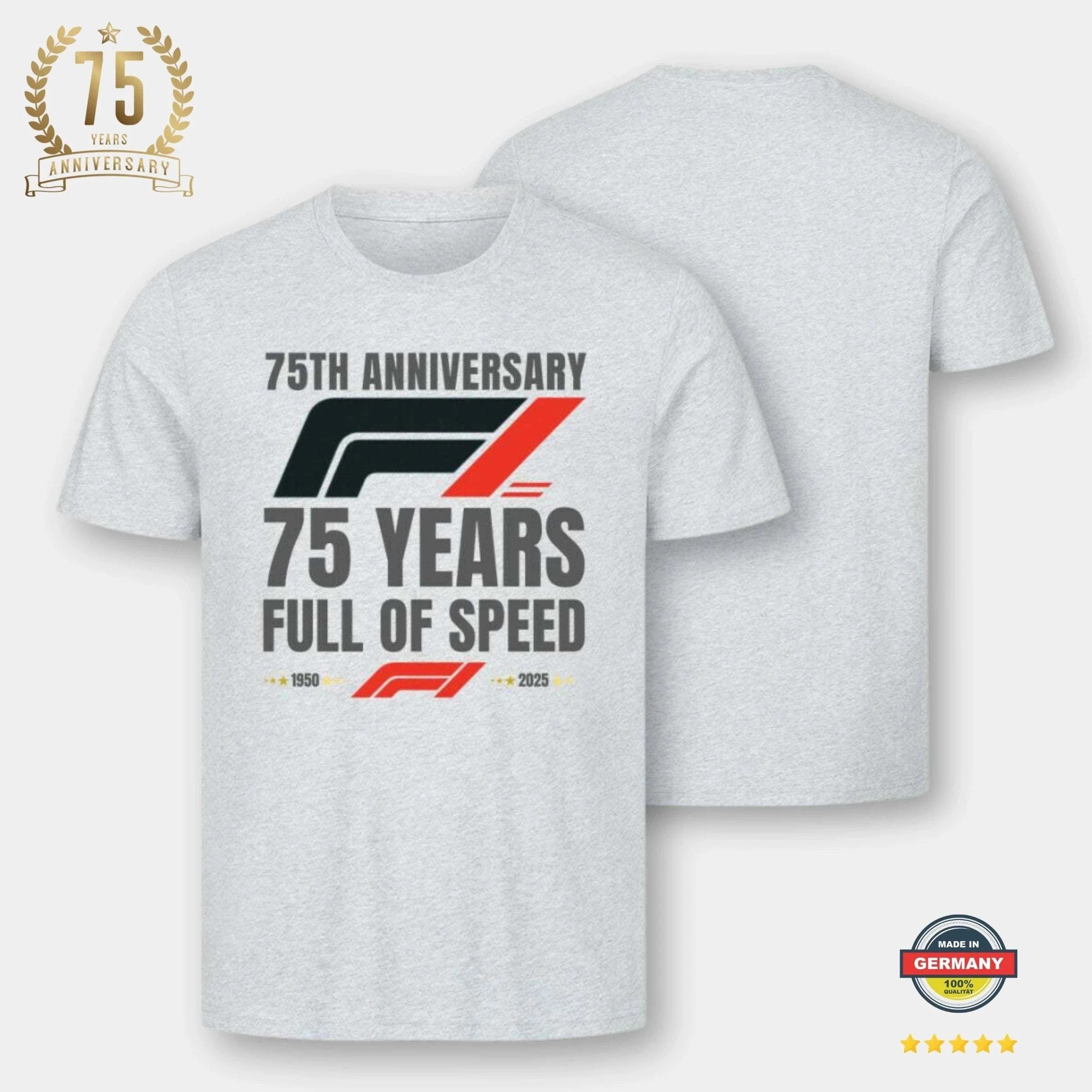 🏁 F1™ 75th Anniversary Shirt – Limited Edition für echte Racing-Fans | NOVAWEAR® T-Shirt Novawear S Heather Grey