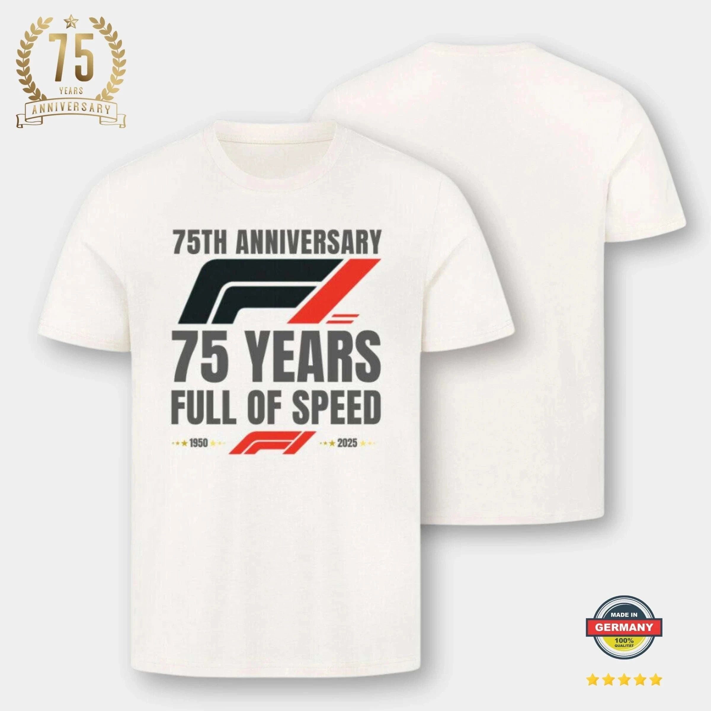 🏁 F1™ 75th Anniversary Shirt – Limited Edition für echte Racing-Fans | NOVAWEAR® T-Shirt Novawear S Natural Raw