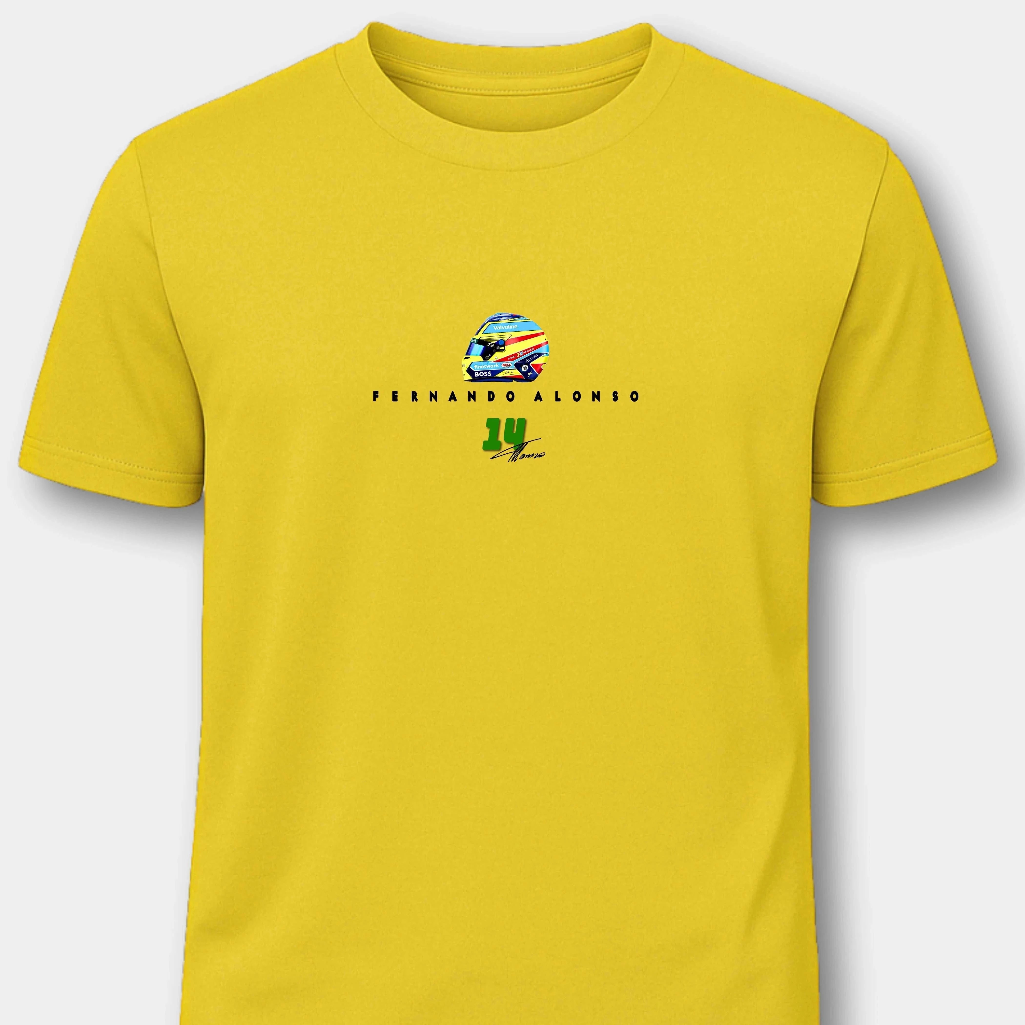 Fernando Alonso Aston Martin - Herren Shirt T-Shirts Novawear Gold S
