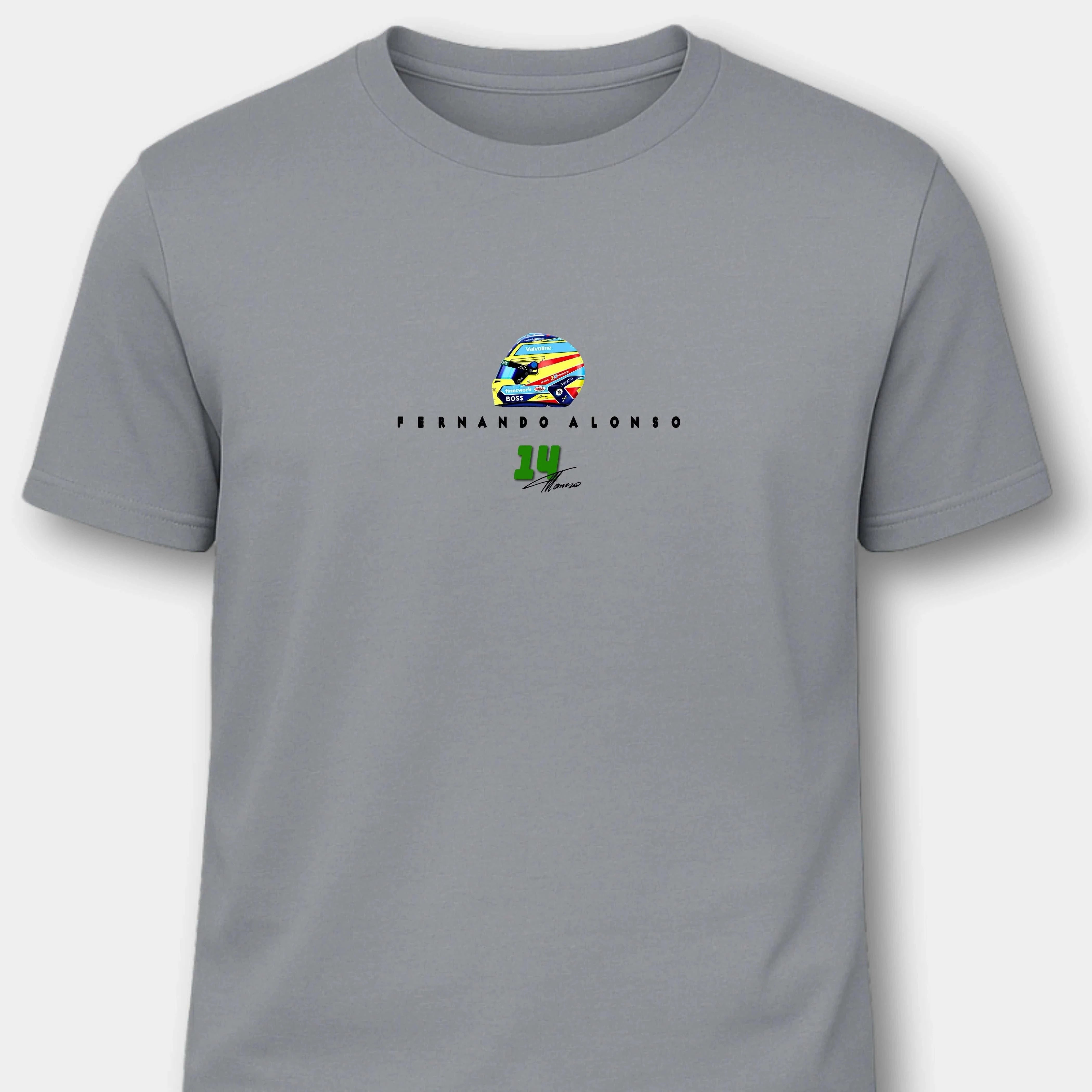 Fernando Alonso Aston Martin - Herren Shirt T-Shirts Novawear Pacific Grey S