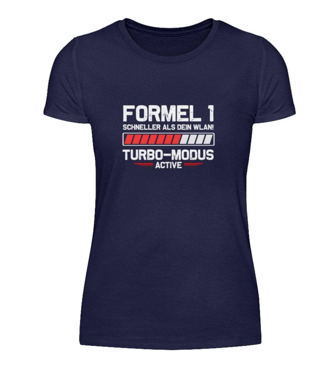 Formel 1 Schneller als Dein WLAN! - Damenshirt Damen Basic T-Shirt Shirtee Navy S