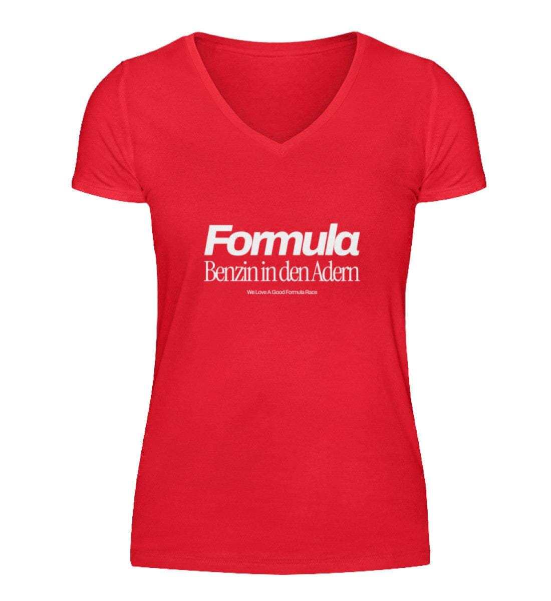 Formula - Benzin in den Adern V-Neck Damen T-Shirt - Stylisches F1 Shirt | 100% Baumwolle | NOVAWEAR V-Neck Damenshirt Novawear Independence Red S