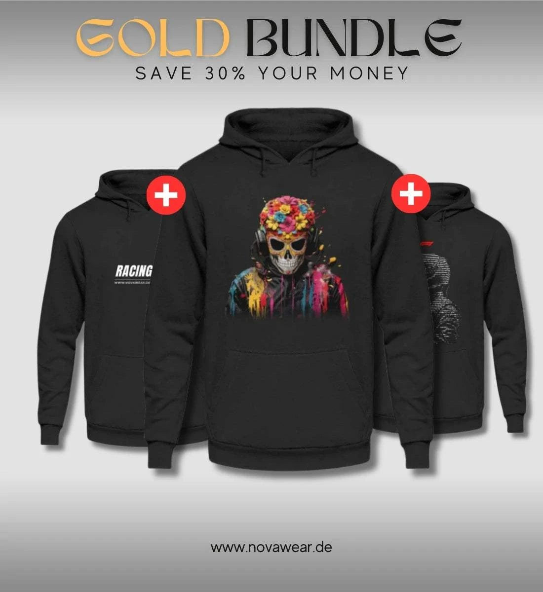 Gold Bundle: Sparen und Vollgas geben – 3 Hoodies, 1 unschlagbarer Deal! Bundle NOVAWEAR S S S
