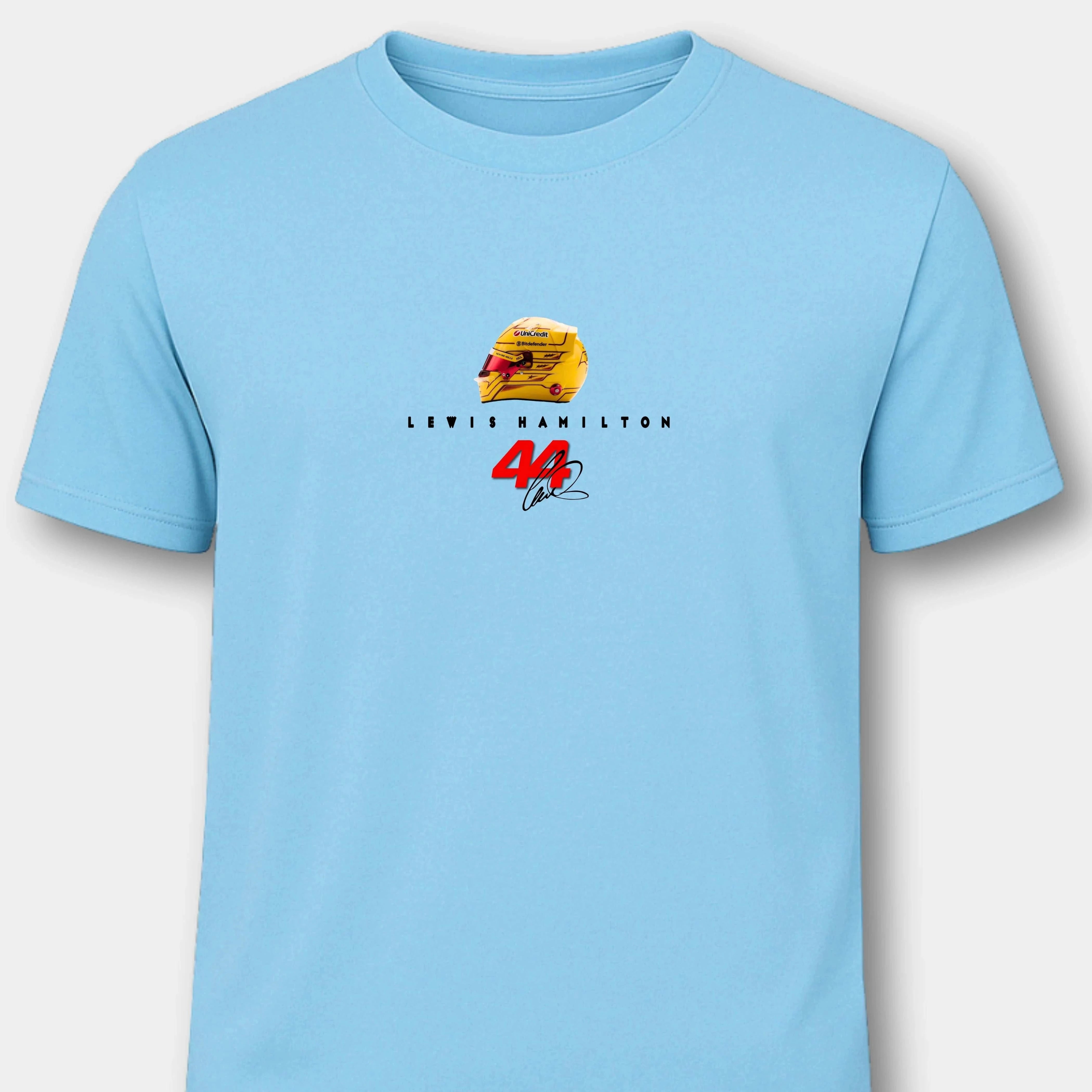Lewis Hamilton Ferrari - Herren Shirt T-Shirts Novawear Sky Blue S
