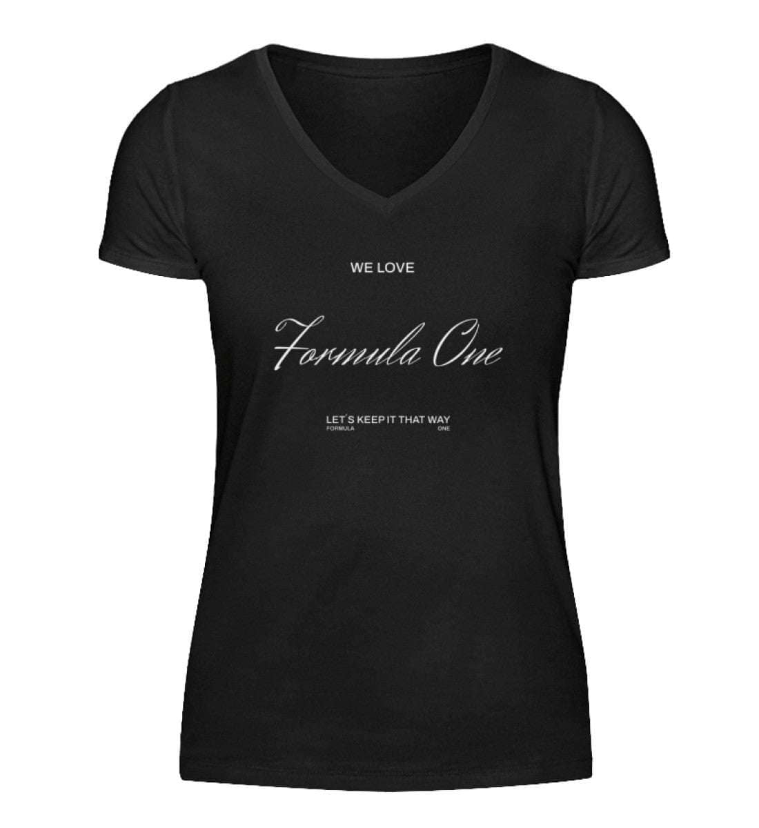 We Love Formula One V-Neck Damen T-Shirt - Stylisches F1 Shirt | 100% Baumwolle | NOVAWEAR V-Neck Damenshirt Novawear Black S