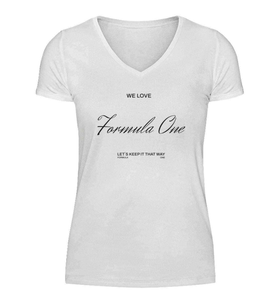 We Love Formula One V-Neck Damen T-Shirt - Stylisches F1 Shirt | 100% Baumwolle | NOVAWEAR V-Neck Damenshirt Novawear Independence Red S