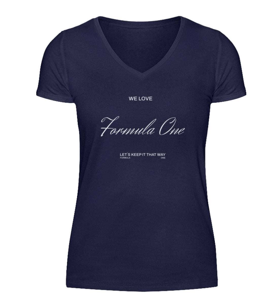 We Love Formula One V-Neck Damen T-Shirt - Stylisches F1 Shirt | 100% Baumwolle | NOVAWEAR V-Neck Damenshirt Novawear Independence Red S