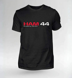 Image of Schwarzes T-Shirt mit HAM 44 Scuderia Ferrari Aufdruck NOVAWEAR HAM 44 Fan Pack