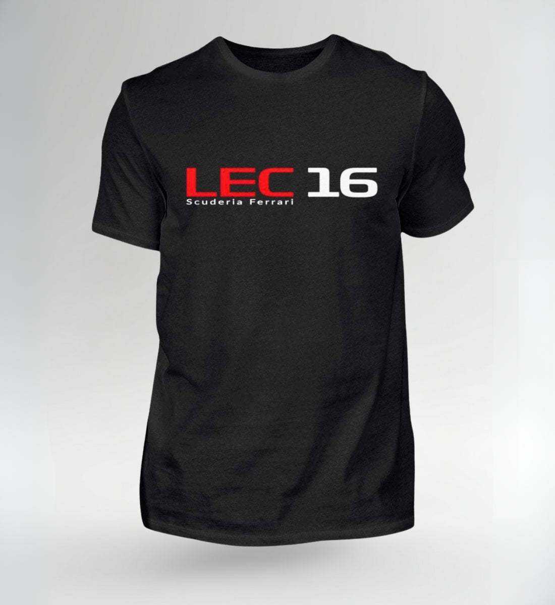 Schwarzes NOVAWEAR LEC 16 T-Shirt mit rotem und weißem Scuderia Ferrari Aufdruck
