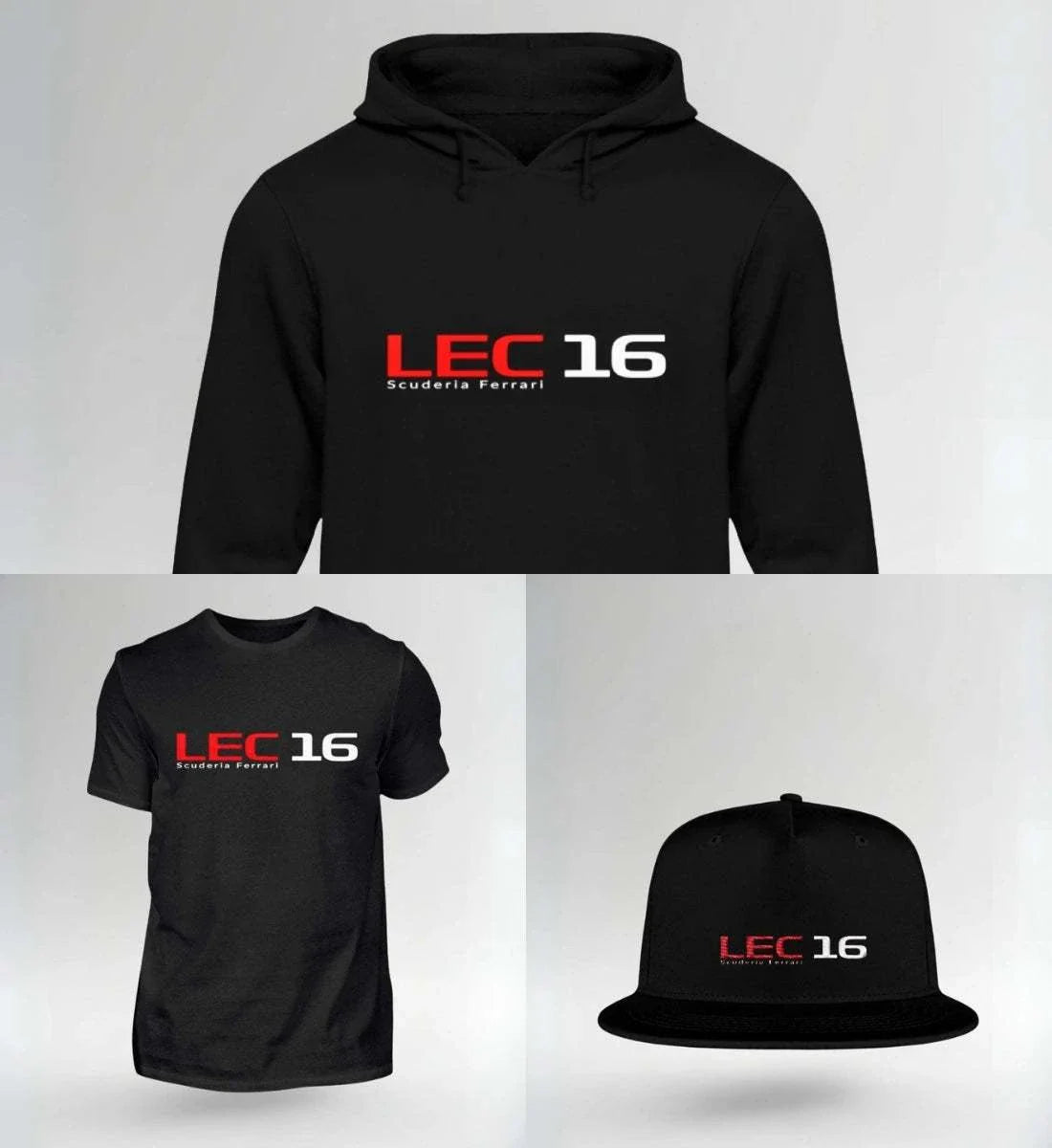 NOVAWEAR LEC 16 Fan Pack mit Hoodie, T-Shirt und Cap in Schwarz mit rotem LEC 16 Schriftzug