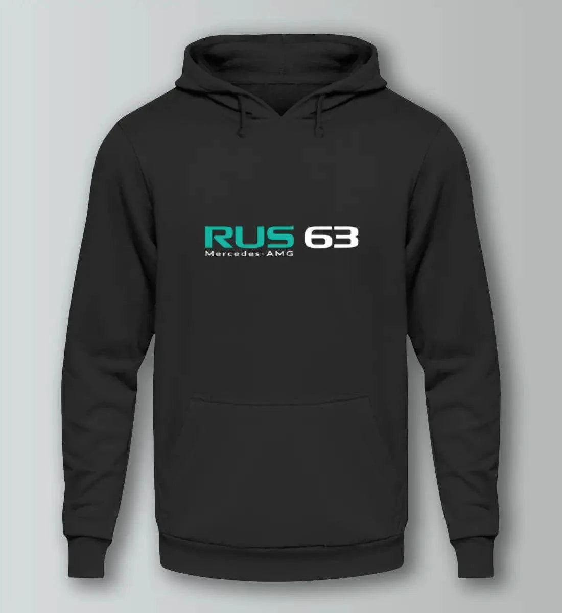 F1 Racing George Russell 63 - Unisex Hoodie Kapuzenpullover Novawear Tief Schwarz XS 