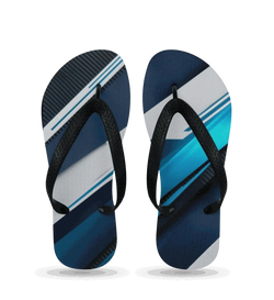 Image of Flip Flops Groß in Blau mit Motorsport-Streifen, 1,4 cm Gummisohle, limitierte sommerliche Badeschlappen für Racing-Fans