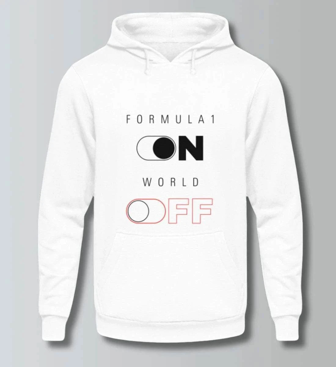 Formula 1 ON/OFF Hoodie – Motorsport-Style für echte Fans (Bio-Baumwolle) Kapuzenpullover Novawear Arctic White XS 