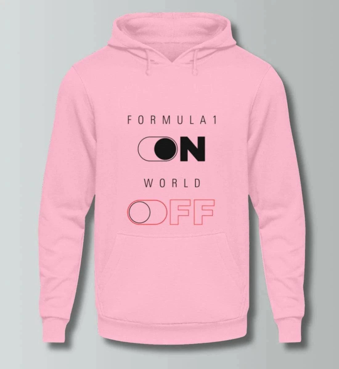 Formula 1 ON/OFF Hoodie – Motorsport-Style für echte Fans (Bio-Baumwolle) Kapuzenpullover Novawear Baby Pink XS 