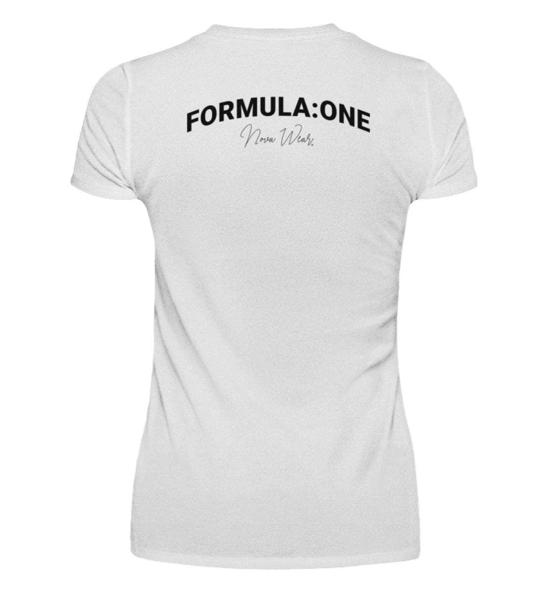 Formula Backprint V-Neck Damen T-Shirt - Stylisches F1 Shirt | 100% Baumwolle | NOVAWEAR V-Neck Damenshirt Novawear White S 