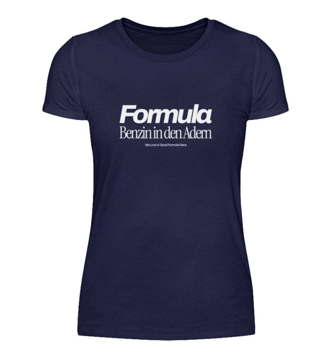 Formula - Benzin in den Adern Damen T-Shirt - Stylisches F1 Shirt | 100% Baumwolle | NOVAWEAR Damen Basic T-Shirt Novawear Navy S 