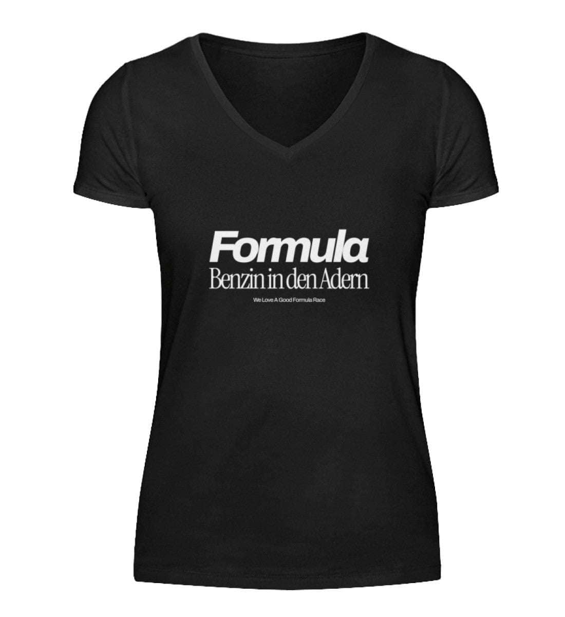 Formula - Benzin in den Adern V-Neck Damen T-Shirt - Stylisches F1 Shirt | 100% Baumwolle | NOVAWEAR V-Neck Damenshirt Novawear Black S 