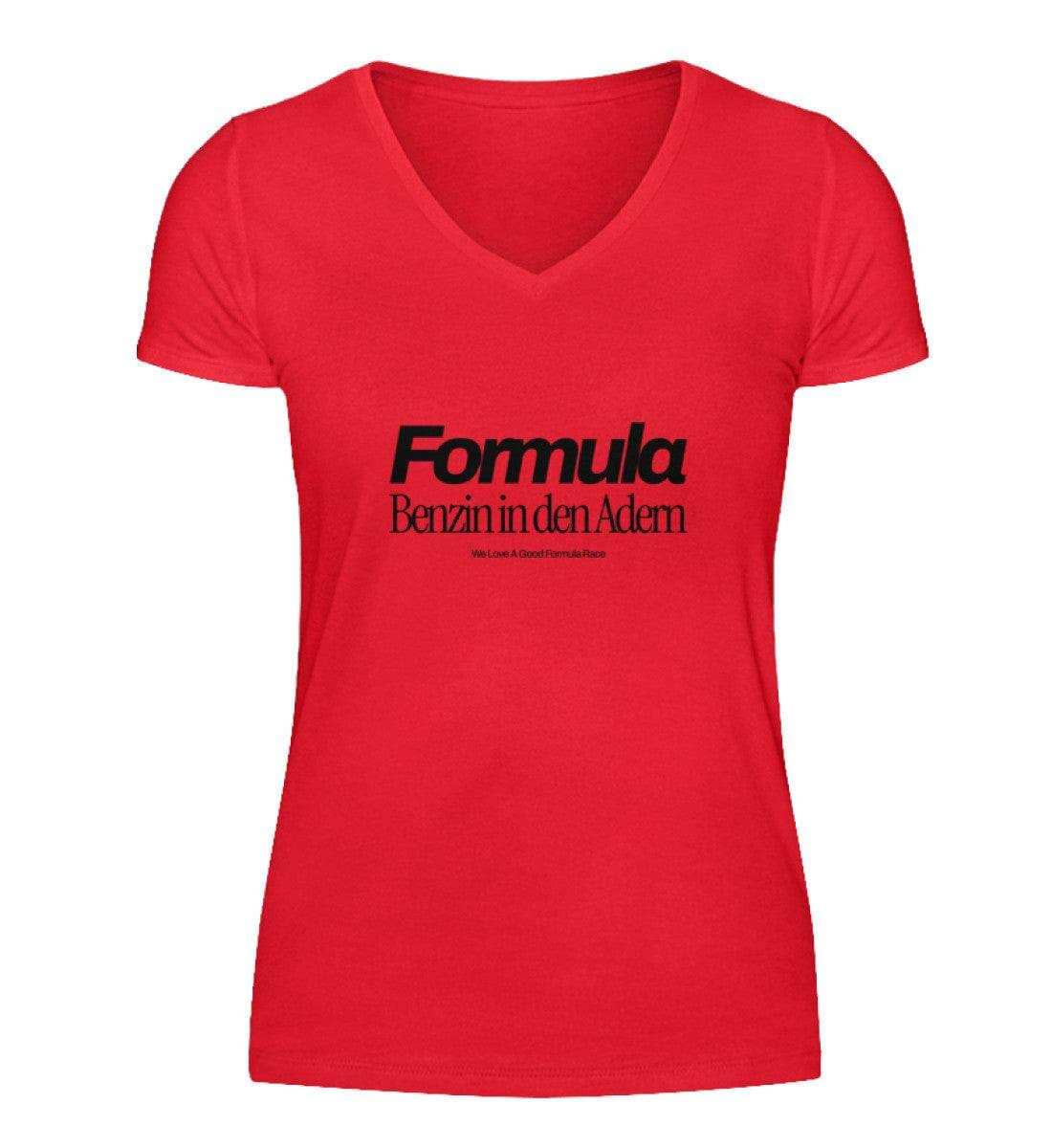 Formula - Benzin in den Adern V-Neck Damen T-Shirt - Stylisches F1 Shirt | 100% Baumwolle | NOVAWEAR V-Neck Damenshirt Novawear Independence Red S 