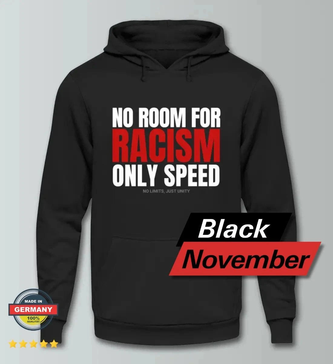 No Room for Racism - only Speed - Unisex Kapuzenpullover Hoodie Kapuzenpullover Novawear 