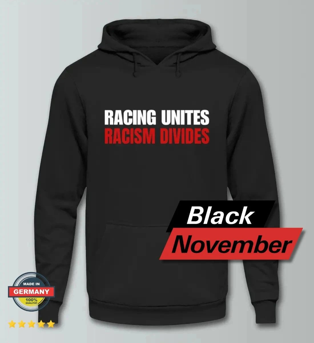 Racing Unites - Racism Divides - Unisex Kapuzenpullover Hoodie Kapuzenpullover Novawear 