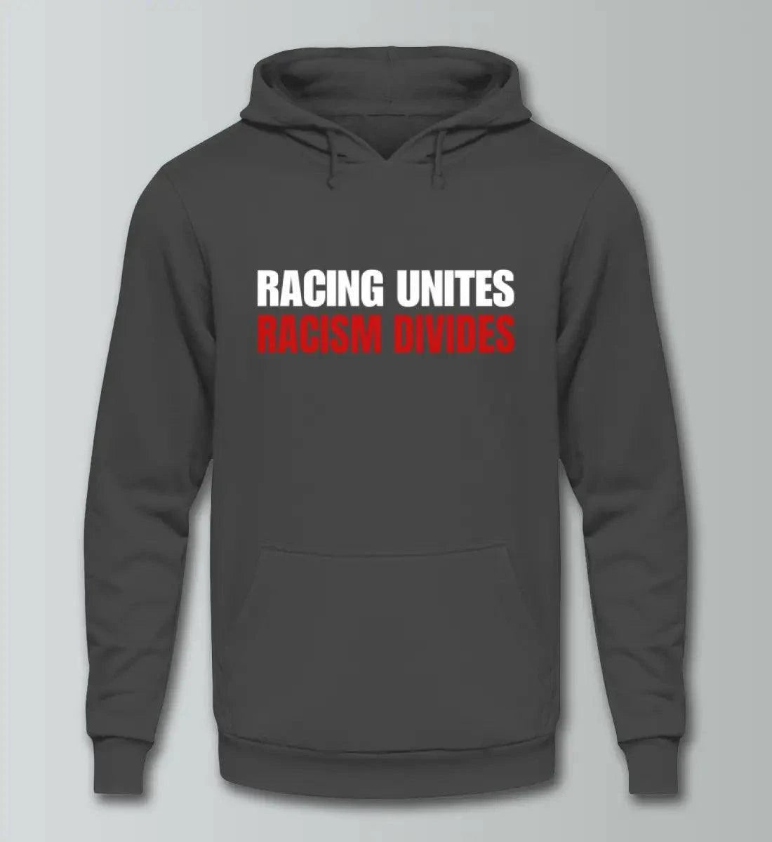 Racing Unites - Racism Divides - Unisex Kapuzenpullover Hoodie Kapuzenpullover Novawear Steel Grey (Solid) XS 