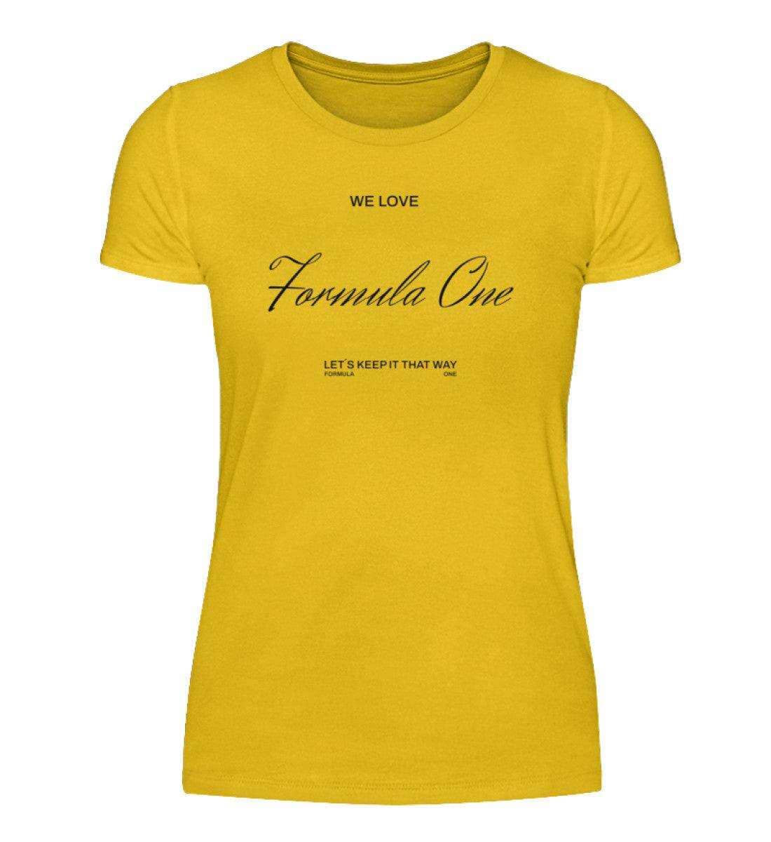 We Love Formula One Damen Shirt - Perfekt für Motorsport Fans | 100% Baumwolle | NOVAWEAR Damen Basic T-Shirt Novawear Lemon Yellow S 