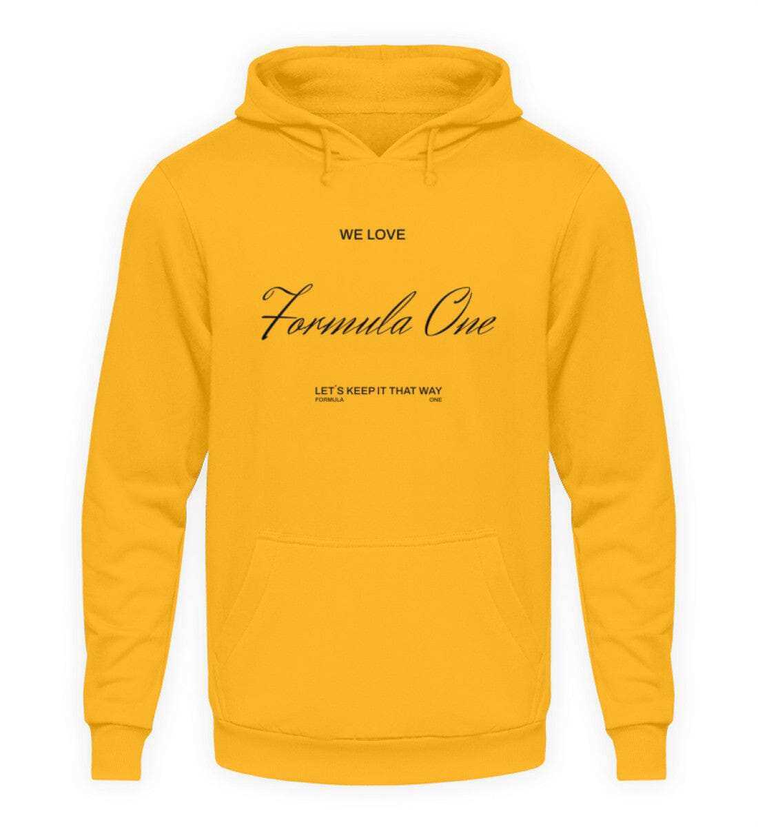 We Love Formula One Unisex Hoodie - Stylischer Kapuzenpullover | NOVAWEAR Unisex Hoodie Novawear Sun Yellow XS 